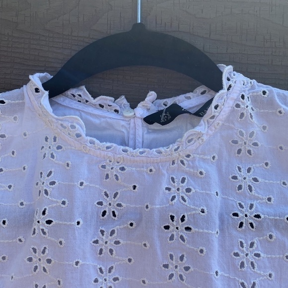 Zara opened eyelet ruffled blouse sleeveless white Size S - Picture 7 of 13